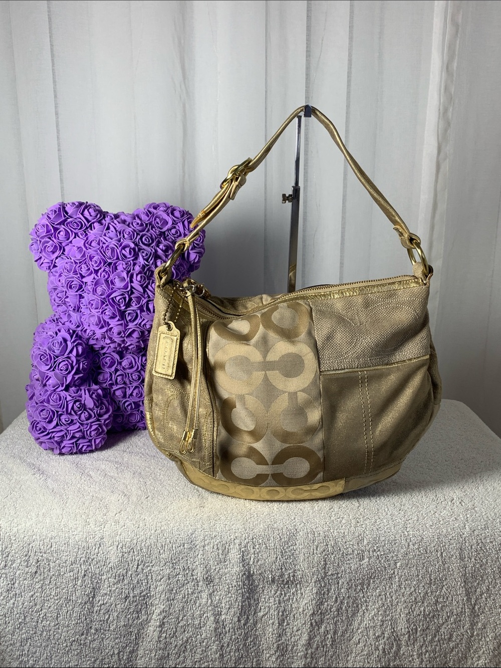 GUC Coach Ali Gold Patchwork Shoulder Bag